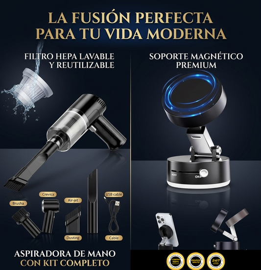 NovaSuction - Aspira rincones difíciles sin cables ni complicaciones, mejora y disfruta de tu viaje con el kit de comodidad absoluta